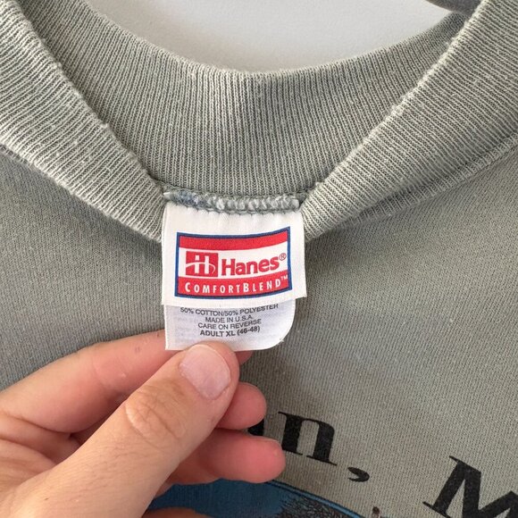 Vintage Boston Crewneck Sweater XL Green Gray Classic Americana 80s Retro USA - Picture 2 of 7